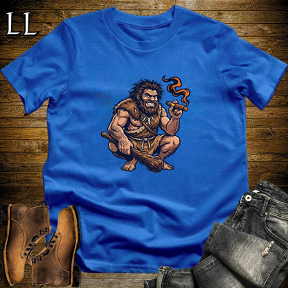 Prehistoric Caveman Cigar T-Shirt Royal | Cigar Lover Shirt