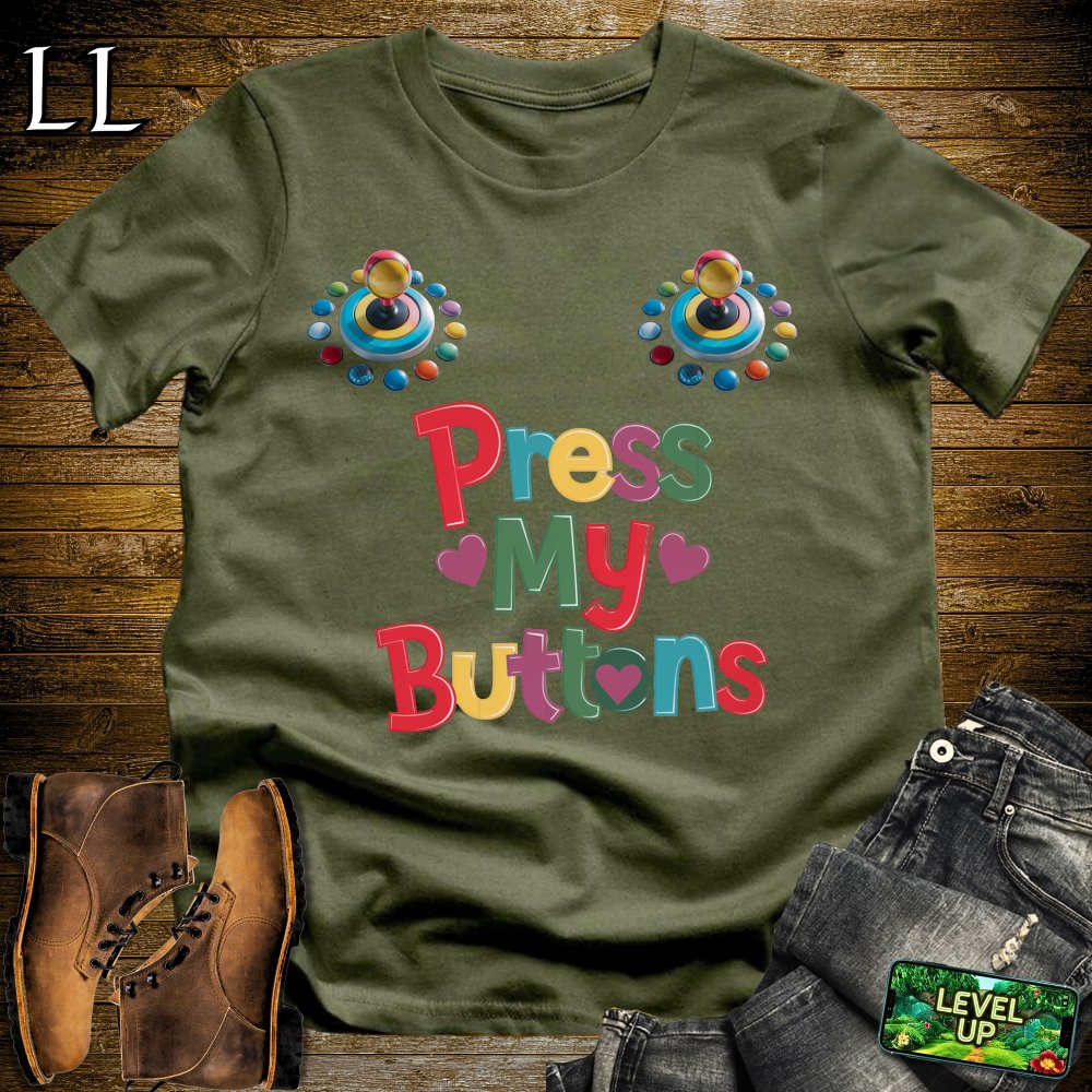 Press My Buttons Softstyle Tee - Military Green - LegacyLayers