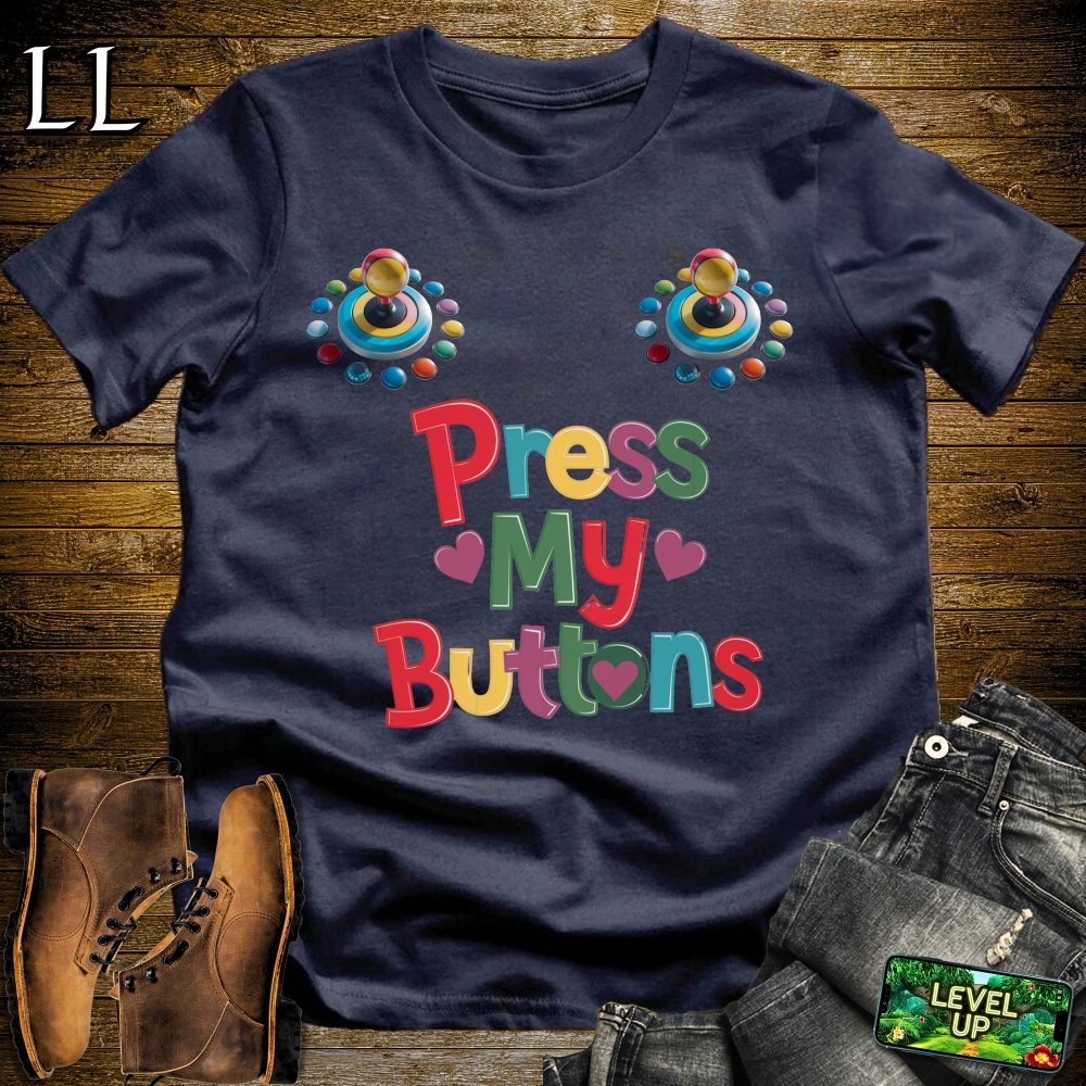 Press My Buttons Softstyle Tee - Navy - LegacyLayers