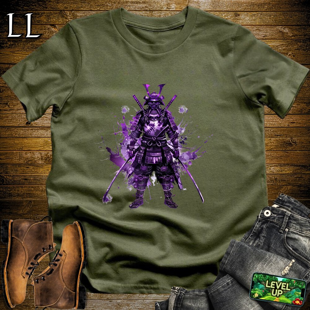 Purple Samurai Military Green | Warrior Spirit Graphic Tee