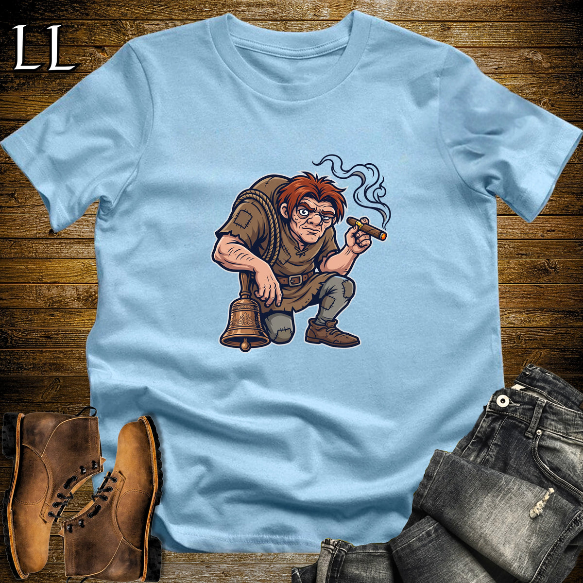 Quasimodo Bell Tower Cigar T-Shirt Light Blue | Halloween Cigar Shirt