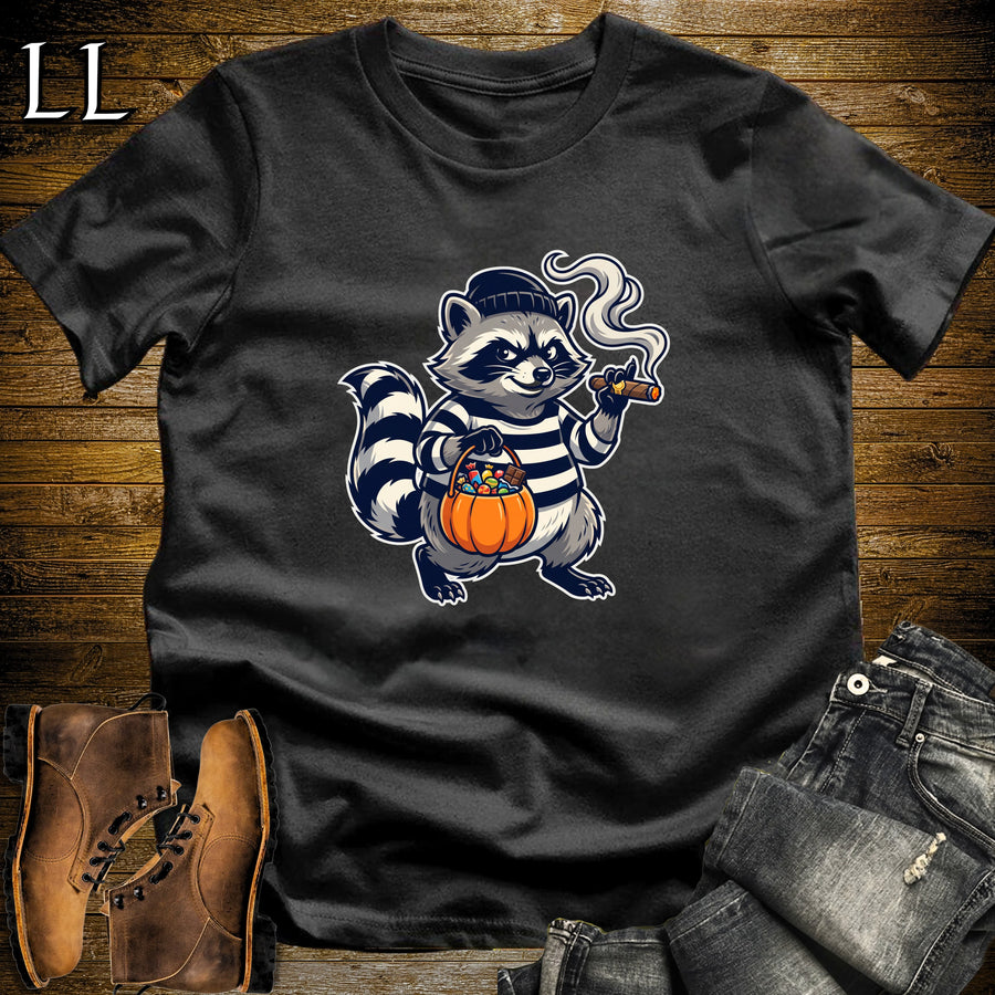 Raccoon Candy Bandit Cigar T-Shirt Black | Cigar Lover Shirt