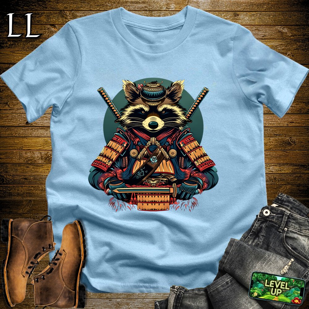 Raccoon Samurai Light Blue | Animal Warrior Graphic