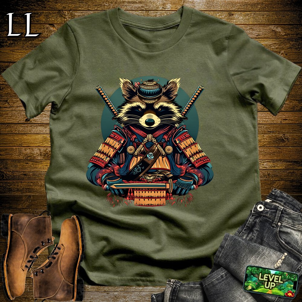 Racoon Samurai Softstyle Tee - Military Green - LegacyLayers