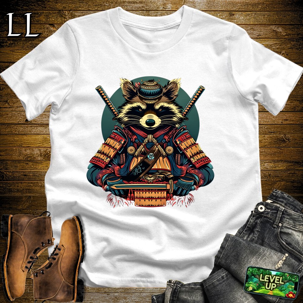 Raccoon Samurai White | Animal Warrior Graphic