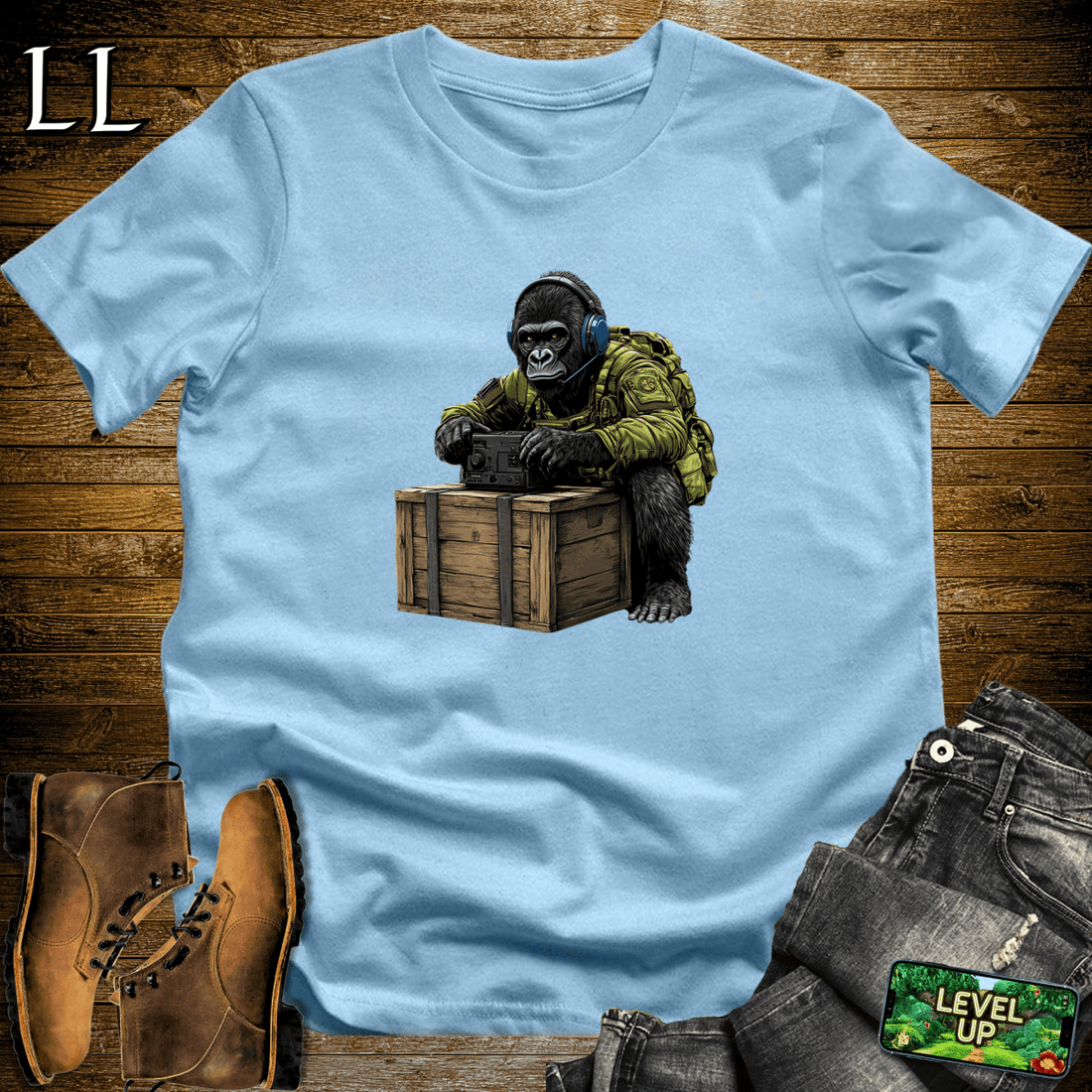 Radio Gorilla Softstyle Tee Light Blue | Music Lover Gift