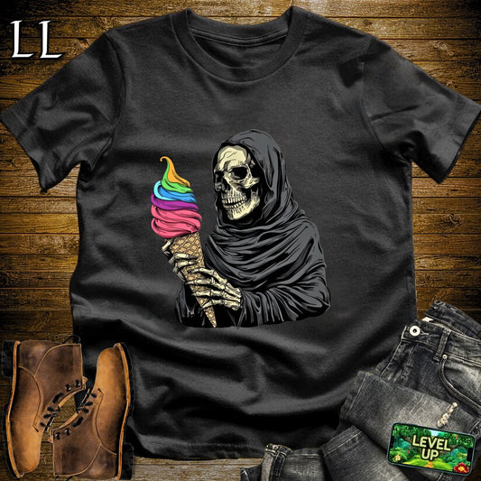 Rainbow Ice cream Grim Reaper Softstyle Tee - Black - LegacyLayers