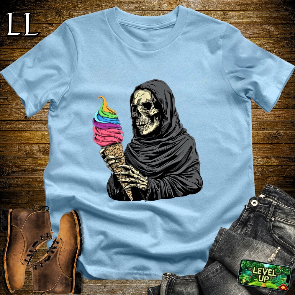 Rainbow Ice cream Grim Reaper Softstyle Tee - Light Blue - LegacyLayers