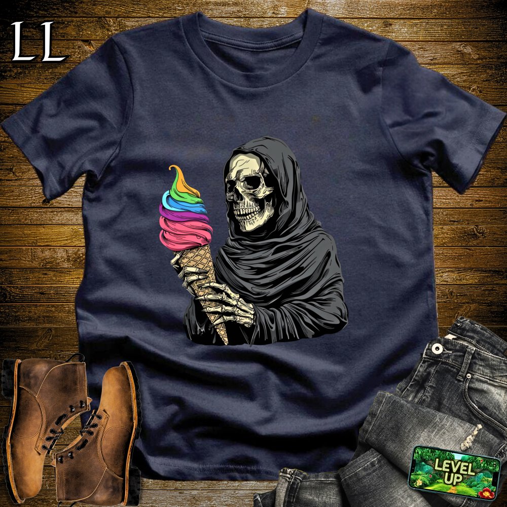 Rainbow Ice cream Grim Reaper Softstyle Tee - Navy - LegacyLayers