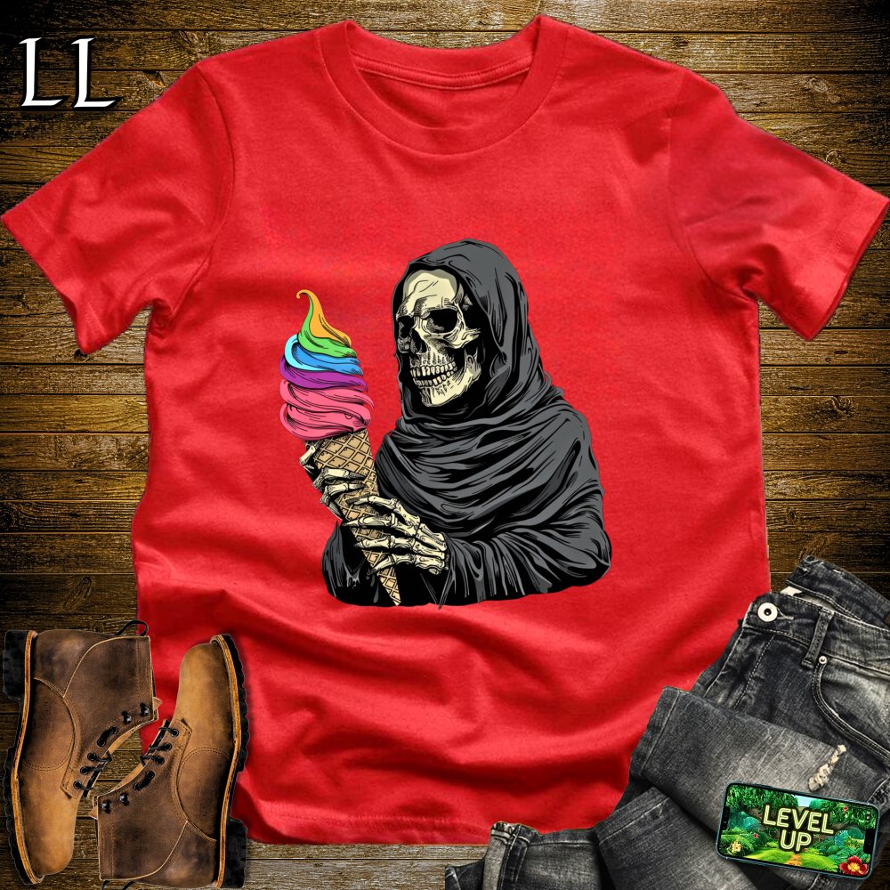 Rainbow Ice cream Grim Reaper Softstyle Tee - Red - LegacyLayers