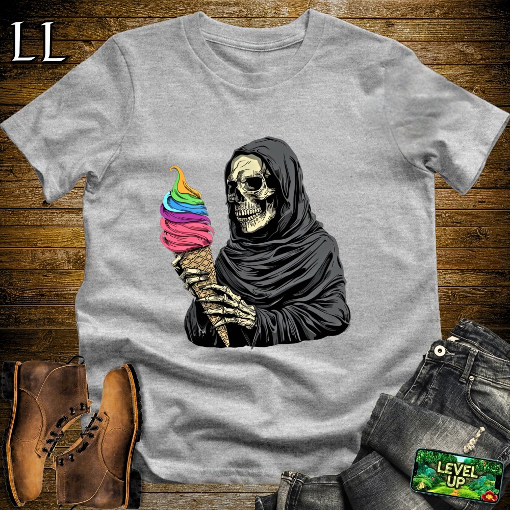 Rainbow Ice cream Grim Reaper Softstyle Tee - Sport Grey - LegacyLayers