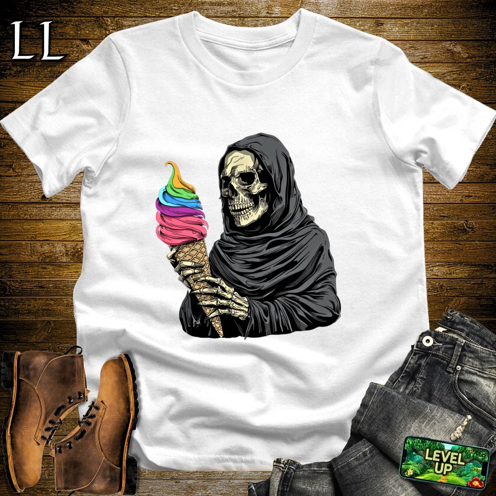 Rainbow Ice cream Grim Reaper Softstyle Tee - White - LegacyLayers