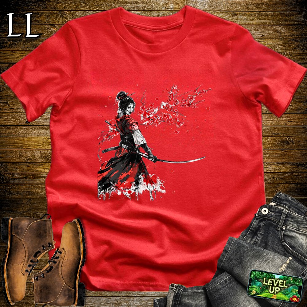 Red Blossom Samurai Red | Cherry Blossom Tee