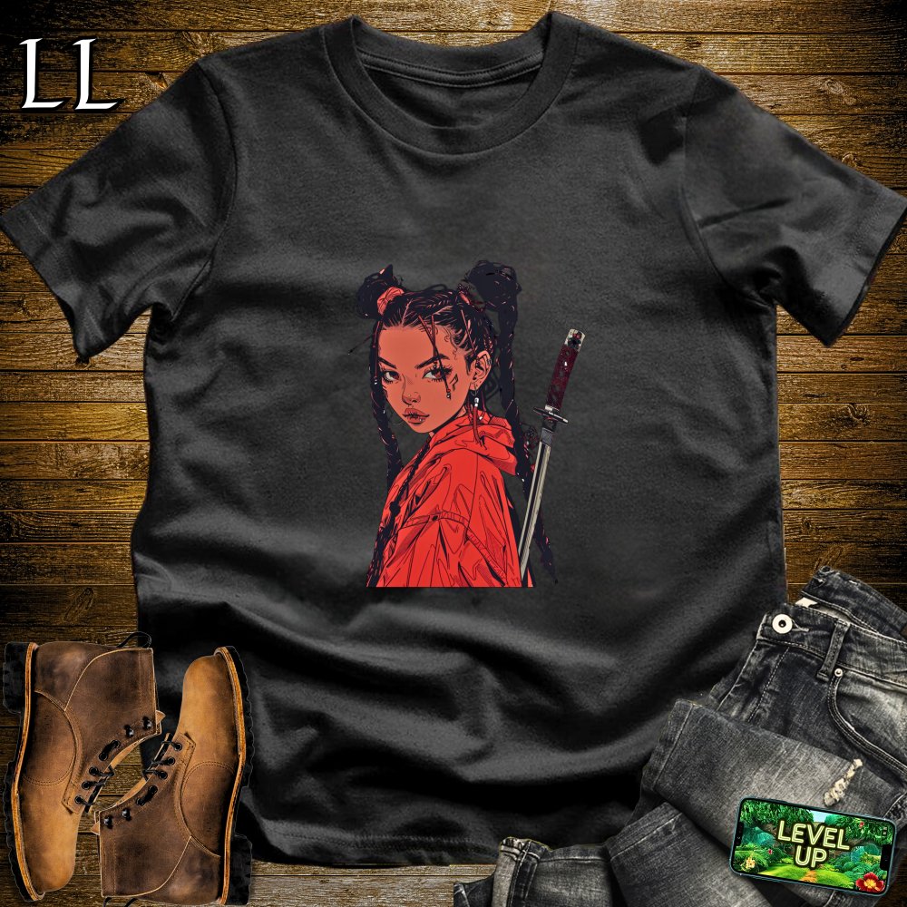 Red Braided Samurai Black | Warrior Graphic Tee