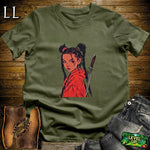 Red Braided Samurai Military Green | Warrior Graphic Tee