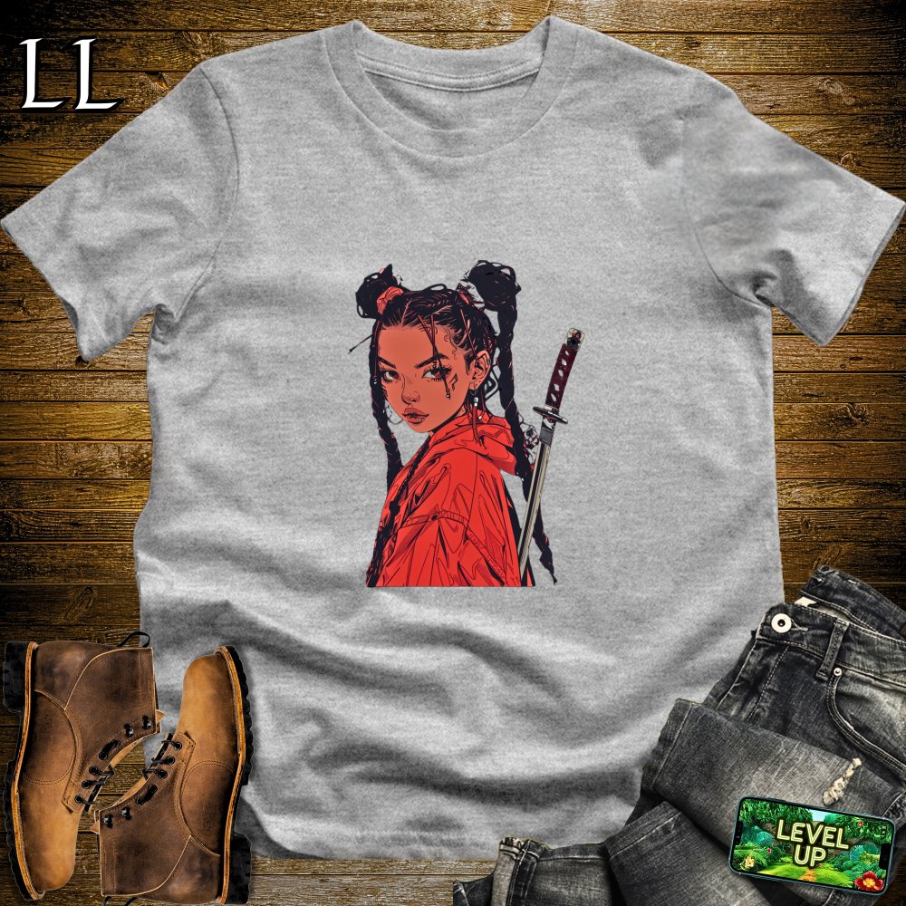 Red Braided Samurai Sport Grey | Warrior Graphic Tee