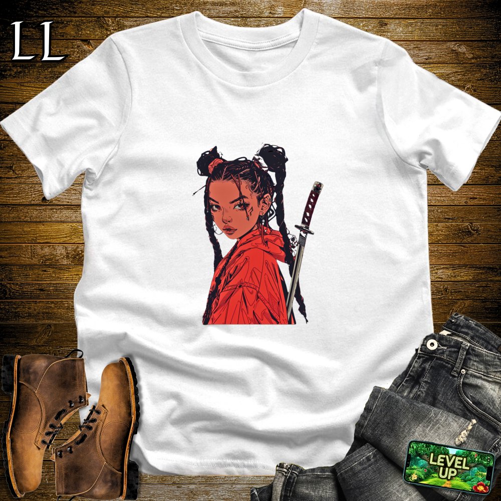 Red Braided Samurai White | Warrior Graphic Tee