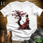Red Cherry Blossom Geisha White | Japanese Culture Tee