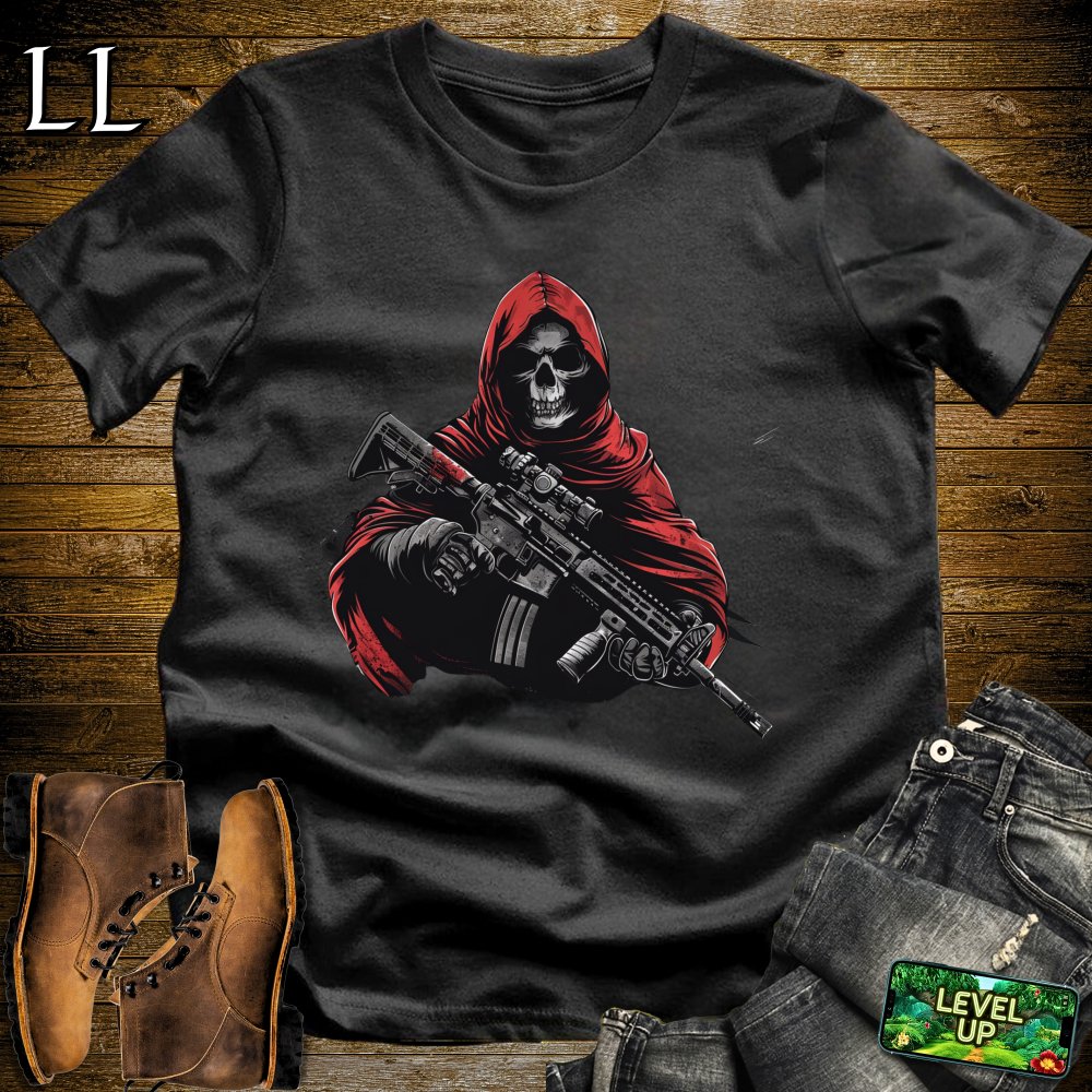 Red Cloaked Warzone Grim Reaper Softstyle Tee - Black - LegacyLayers