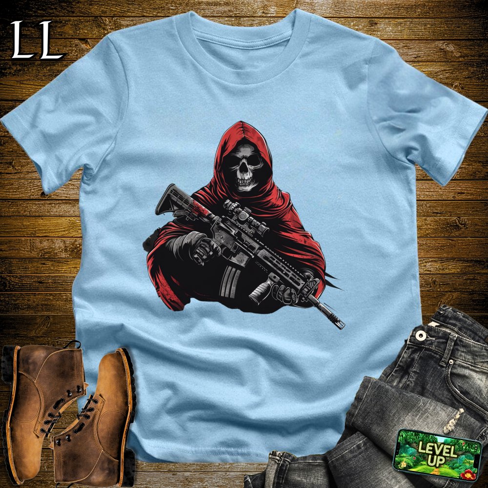 Red Cloaked Warzone Grim Reaper Softstyle Tee - Light Blue - LegacyLayers