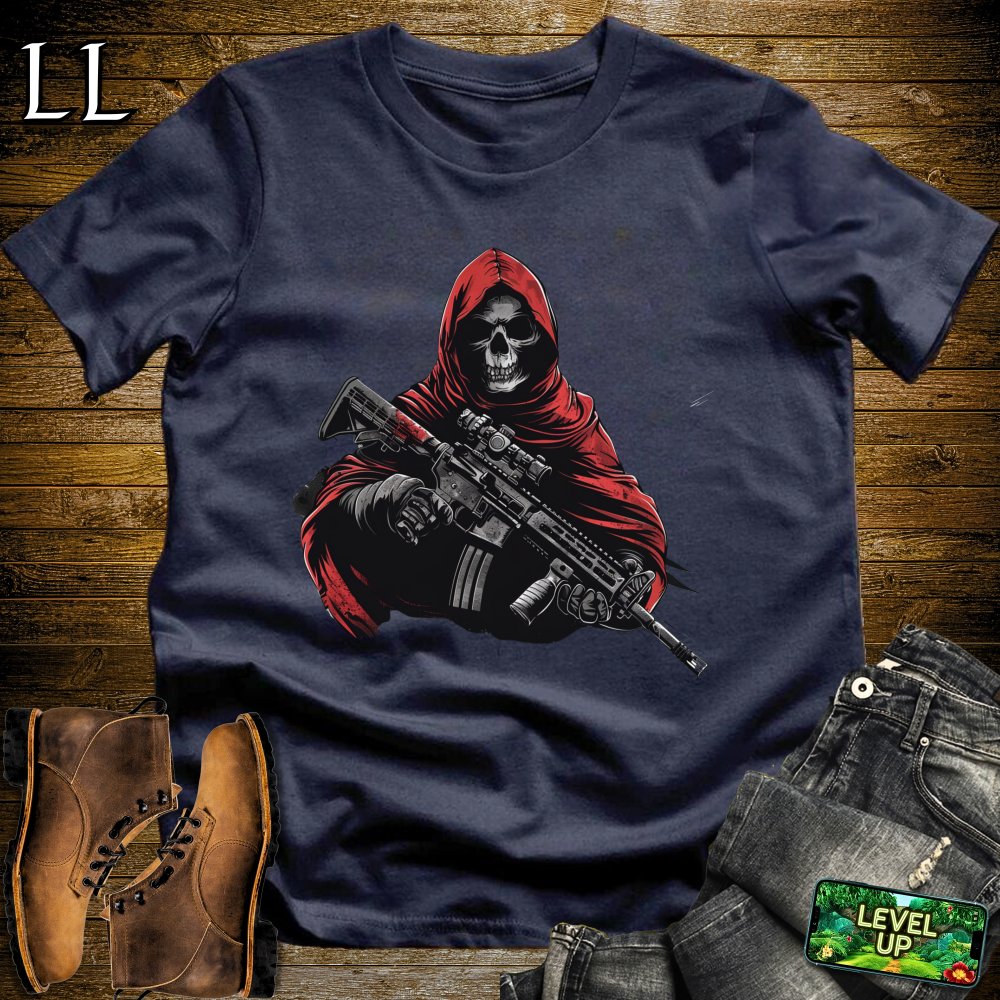 Red Cloaked Warzone Grim Reaper Softstyle Tee - Navy - LegacyLayers