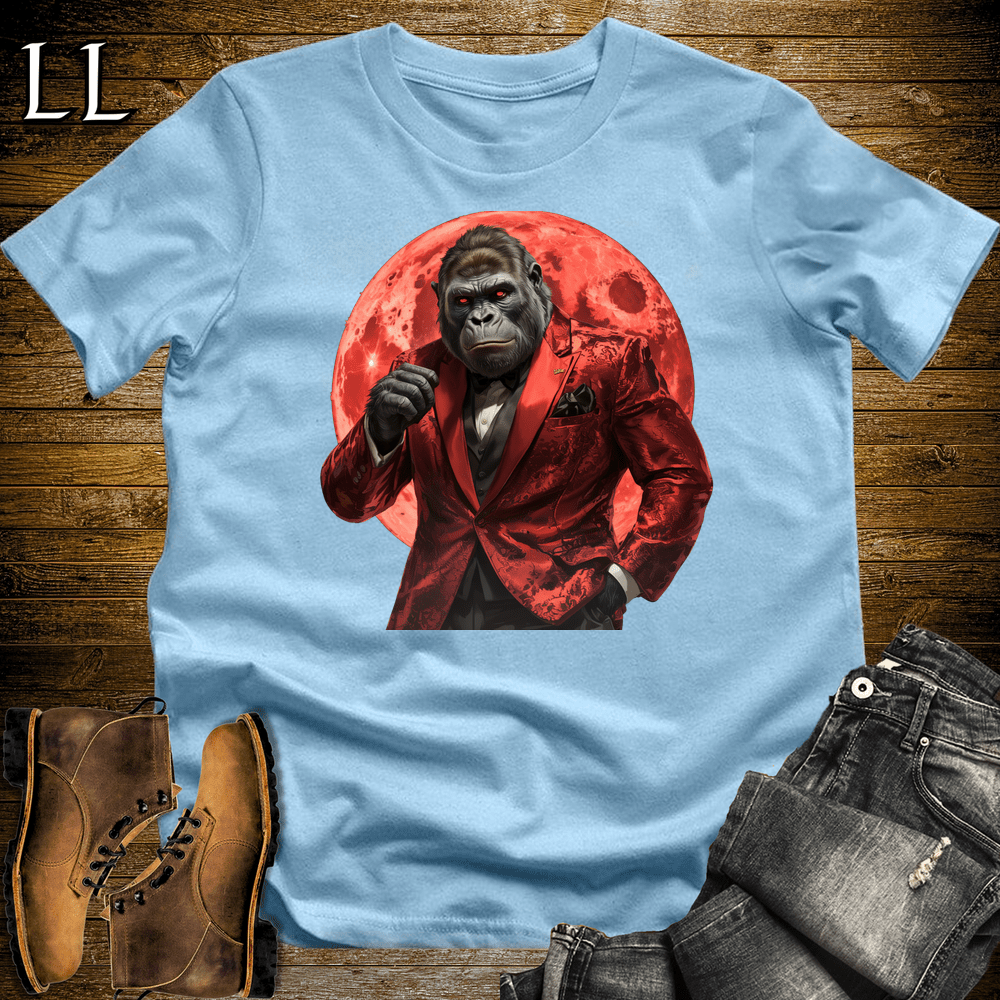 Red Moon Gorilla Light Blue | Night Gorilla Graphic Tee