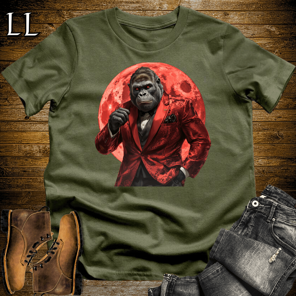 Red Moon Gorilla Military Green | Night Gorilla Graphic Tee