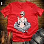 Perla's Smoke Break Cigar Girl T-Shirt Red | Cigar Pin-Up Girl Tee