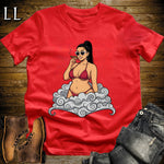 Valentina's Smoke Break Cigar Girl T-Shirt Red | Cigar Pin-Up Girl Tee