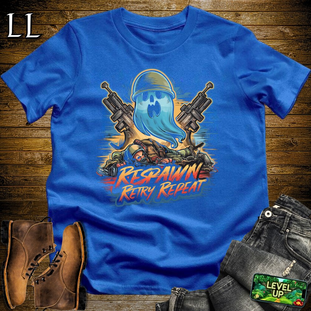 Respawn Retry Repeat Softstyle Tee - Royal - LegacyLayers