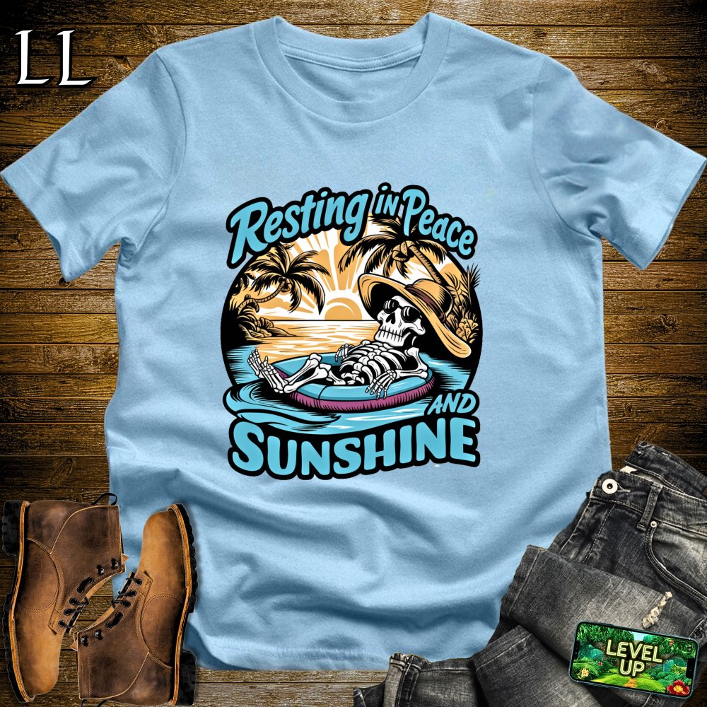 Resting in Peace and Sunshine Grim Reaper Softstyle Tee - Light Blue - LegacyLayers