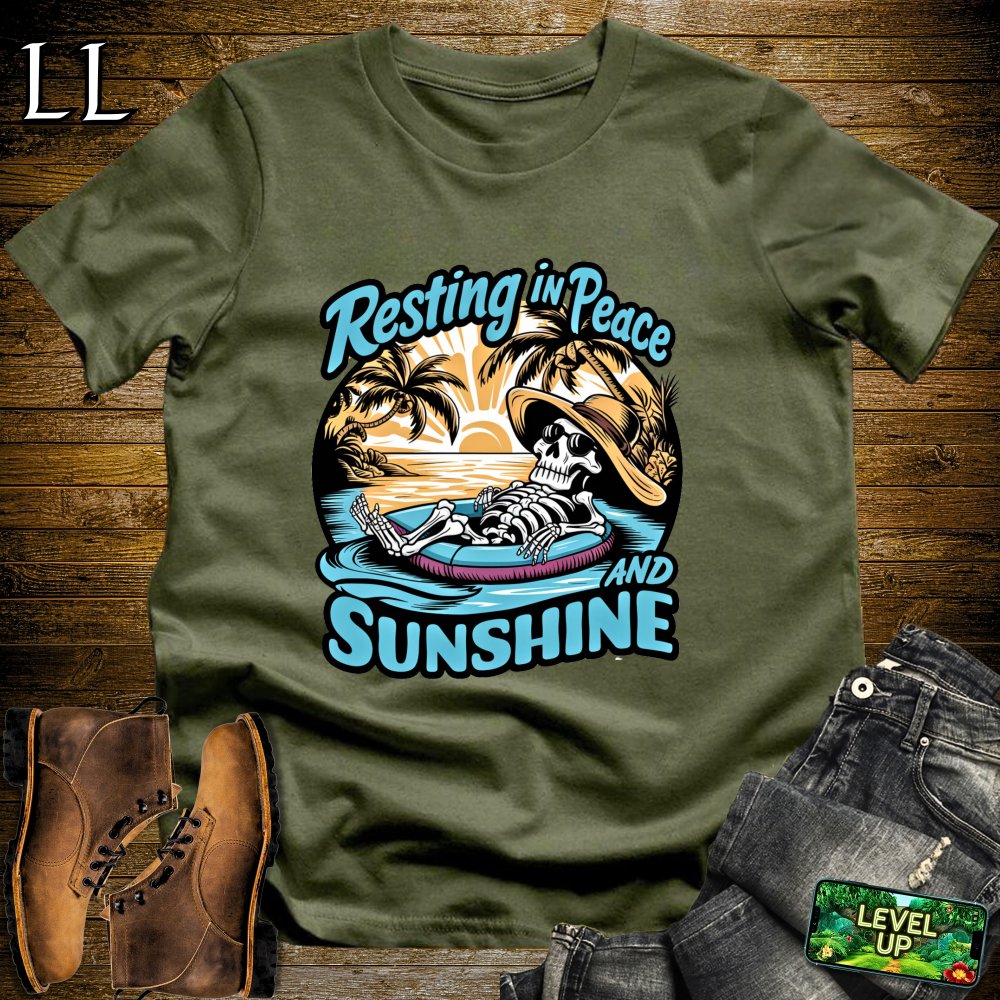 Resting in Peace and Sunshine Grim Reaper Softstyle Tee - Military Green - LegacyLayers