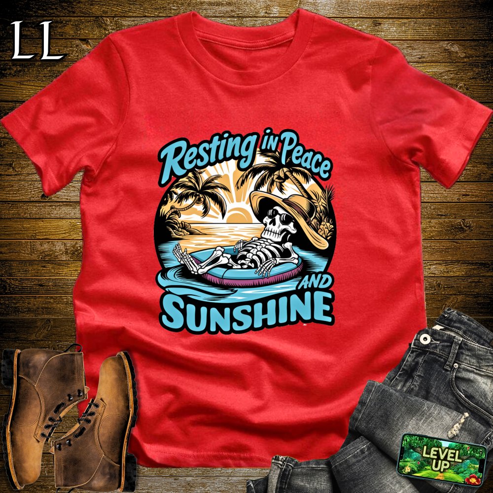 Resting in Peace and Sunshine Grim Reaper Softstyle Tee - Red - LegacyLayers