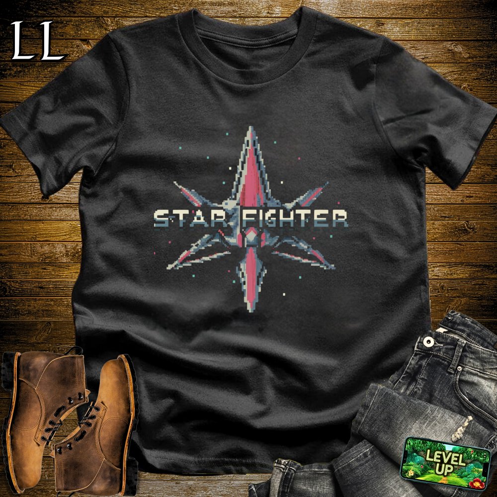 Retro Star Fighter Softstyle Tee - Black - LegacyLayers