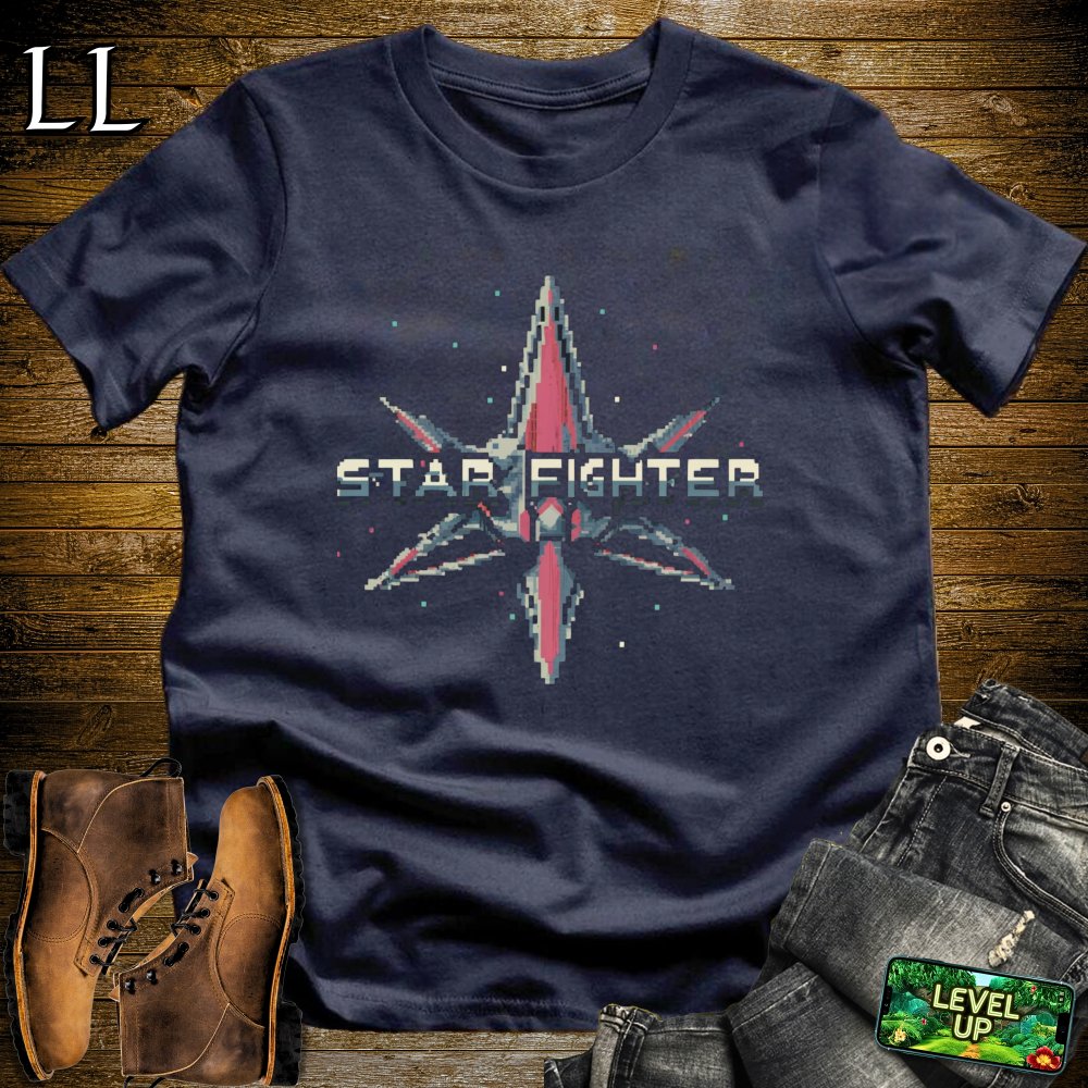 Retro Star Fighter Softstyle Tee - Navy - LegacyLayers