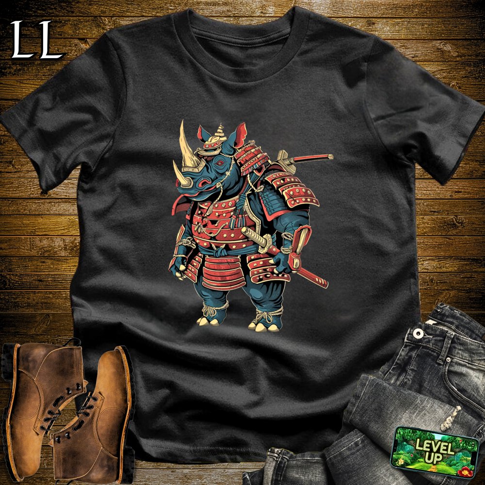 Rhino Samurai Black | Animal Warrior Graphic Tee