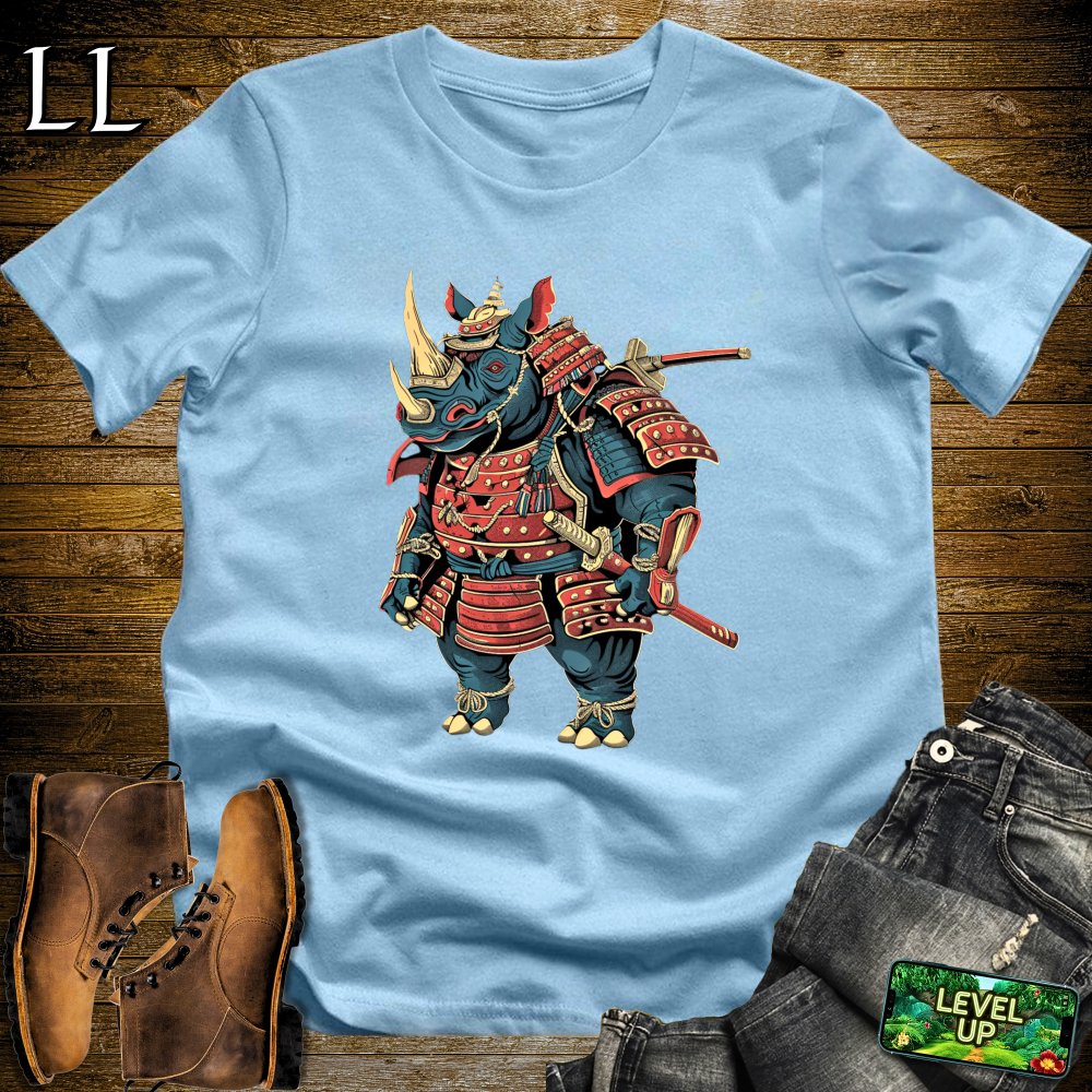 Rhino Samurai Light Blue | Animal Warrior Graphic Tee