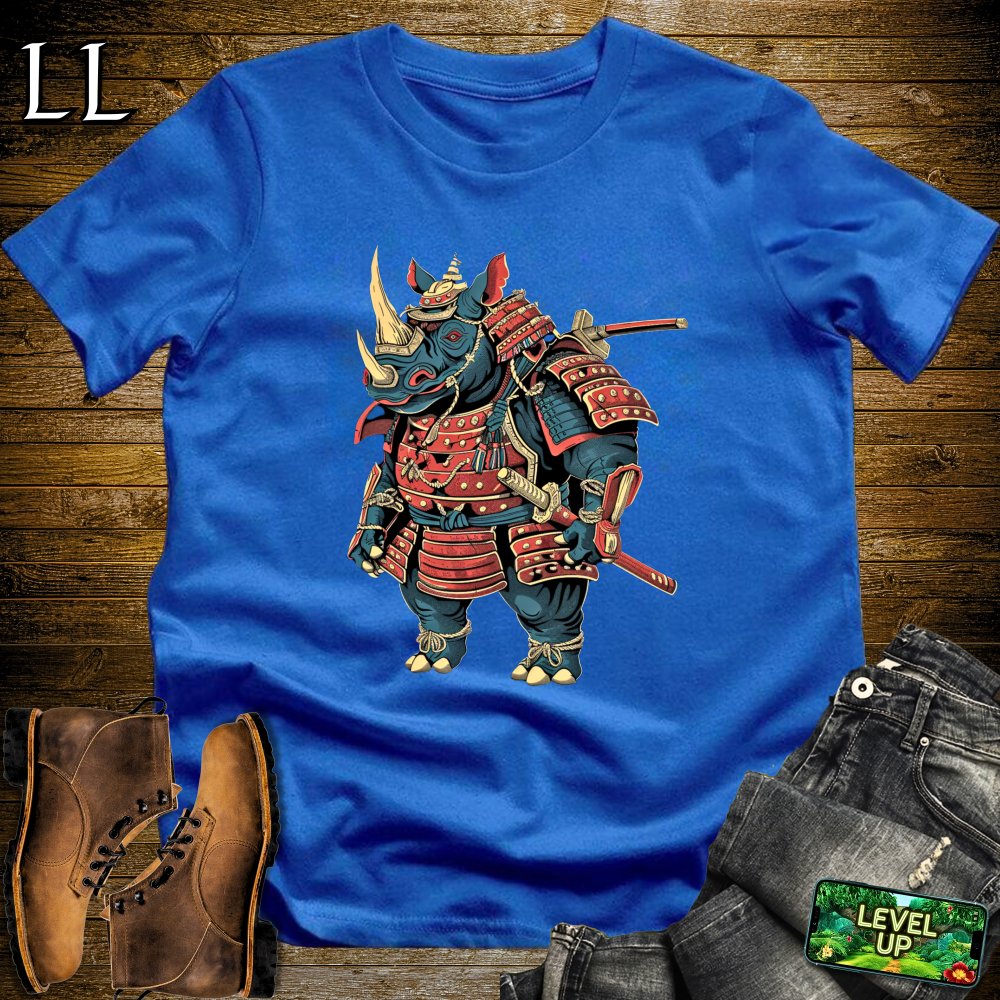 Rhino Samurai Royal Blue | Animal Warrior Graphic Tee