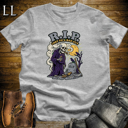 RIP Bad Cut Skeleton Mourning Cigar T-Shirt Sport Grey | Halloween Cigar Tee