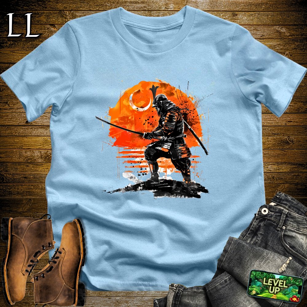 Rising Sun Samurai Light Blue | Japanese Warrior Graphic