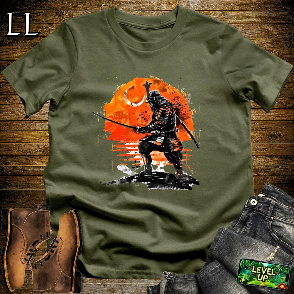 Rising Sun Samurai Military Green | Japanese Warrior Graphic