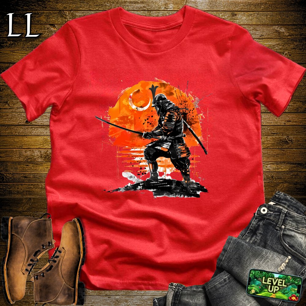 Rising Sun Samurai Red | Japanese Warrior Graphic