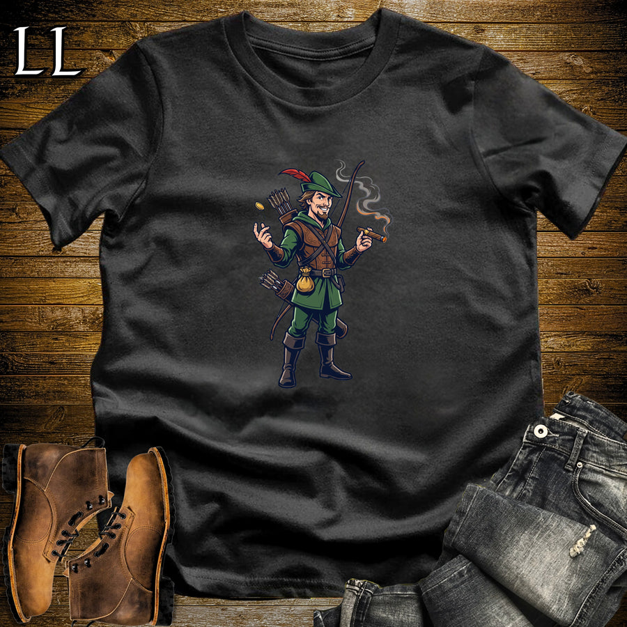 Robin Hood Outlaw Archer Cigar T-Shirt Black | Archer Cigar Shirt