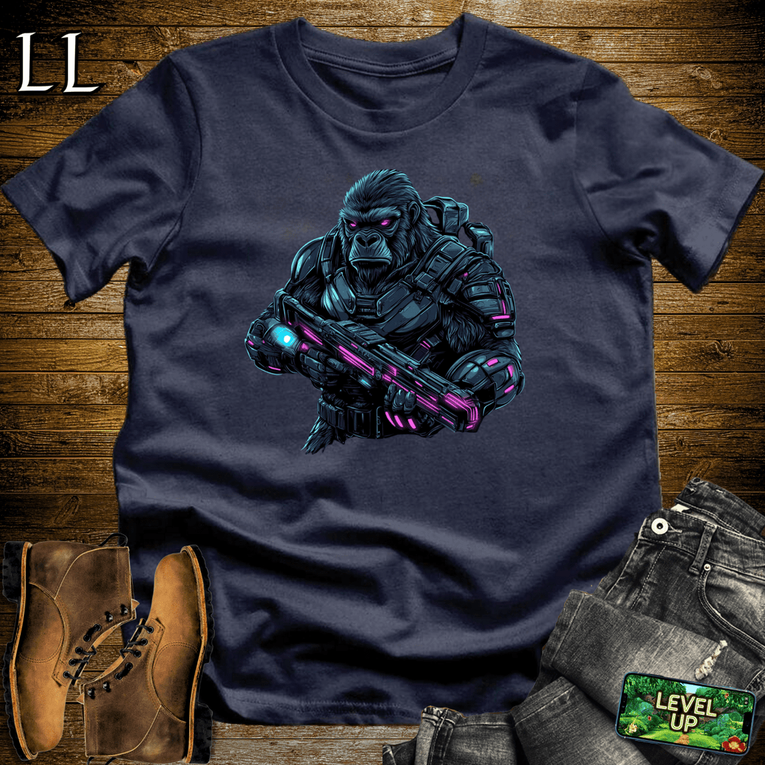 Robot Hunter Gorilla Softstyle Tee | Sci-Fi Action
