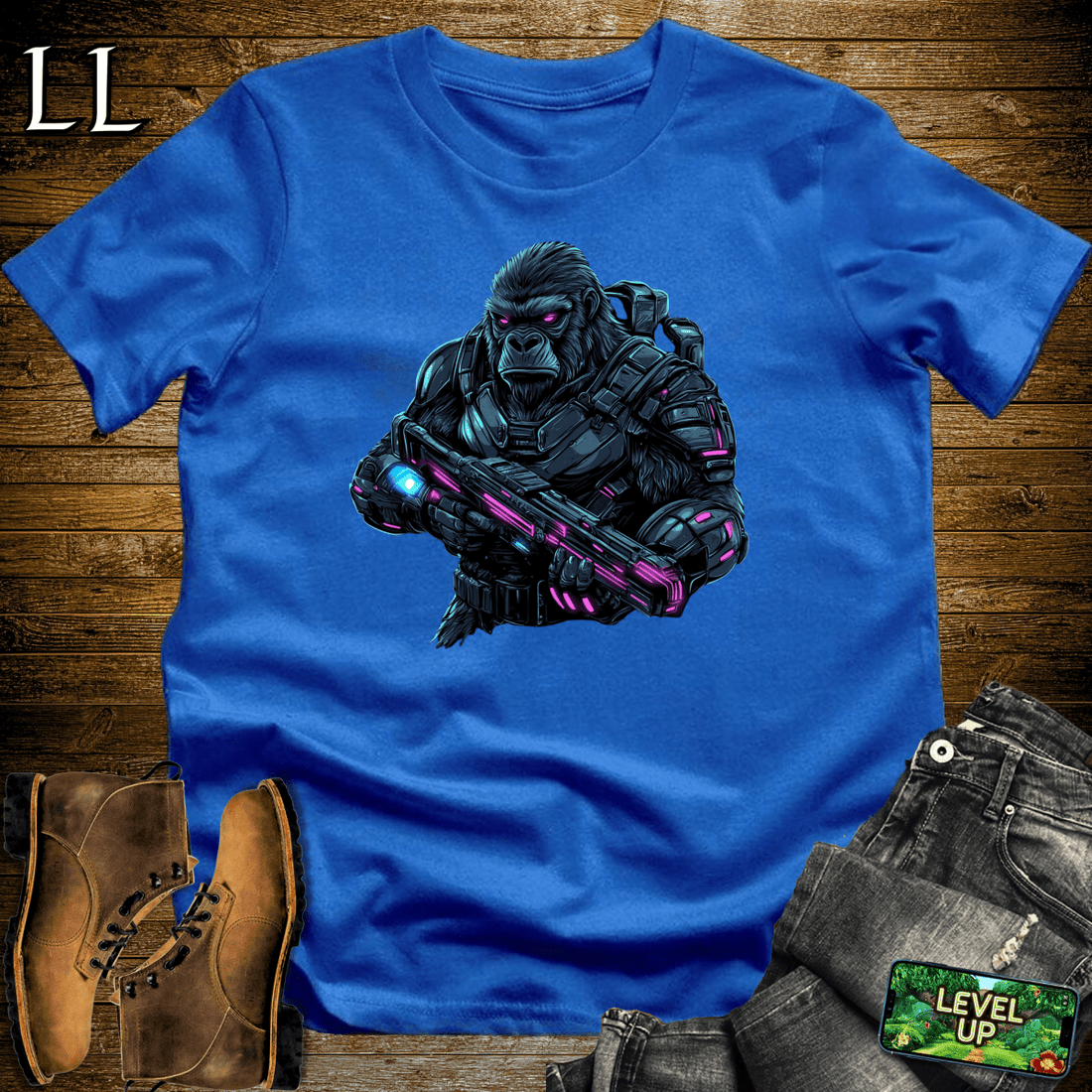 Robot Hunter Gorilla Softstyle Tee | Sci-Fi Action