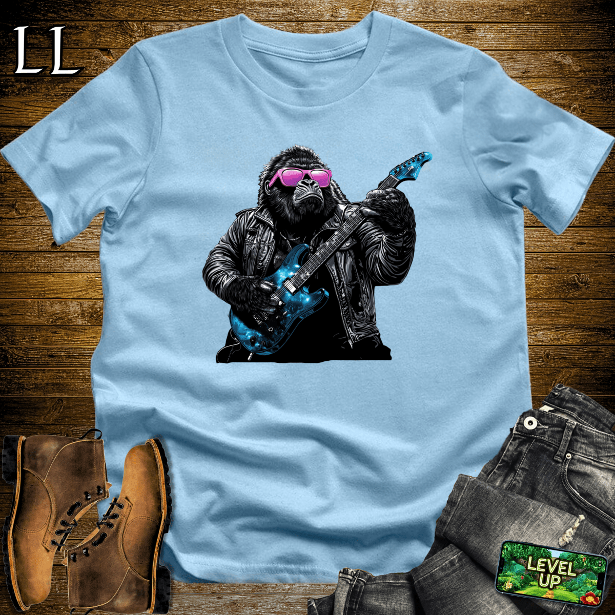 Rock Star Gorilla Softstyle Tee - Light Blue - LegacyLayers