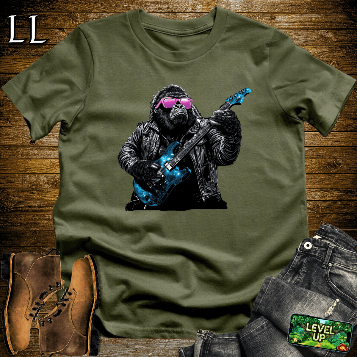 Rock Star Gorilla Softstyle Tee - Military Green - LegacyLayers