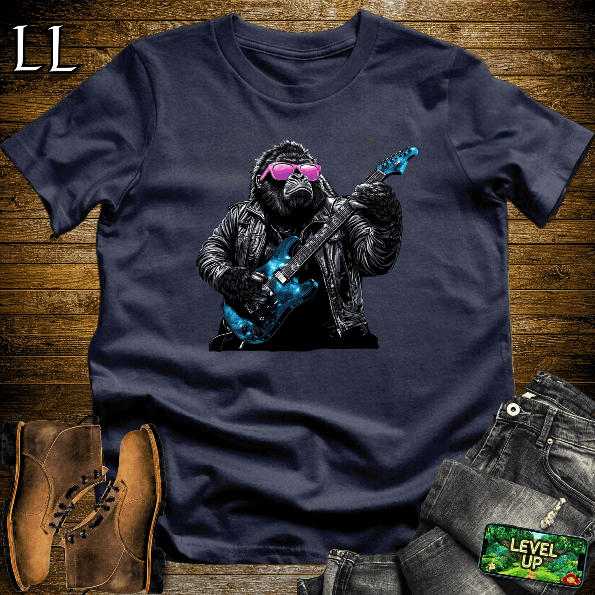 Rock Star Gorilla Softstyle Tee - Navy - LegacyLayers