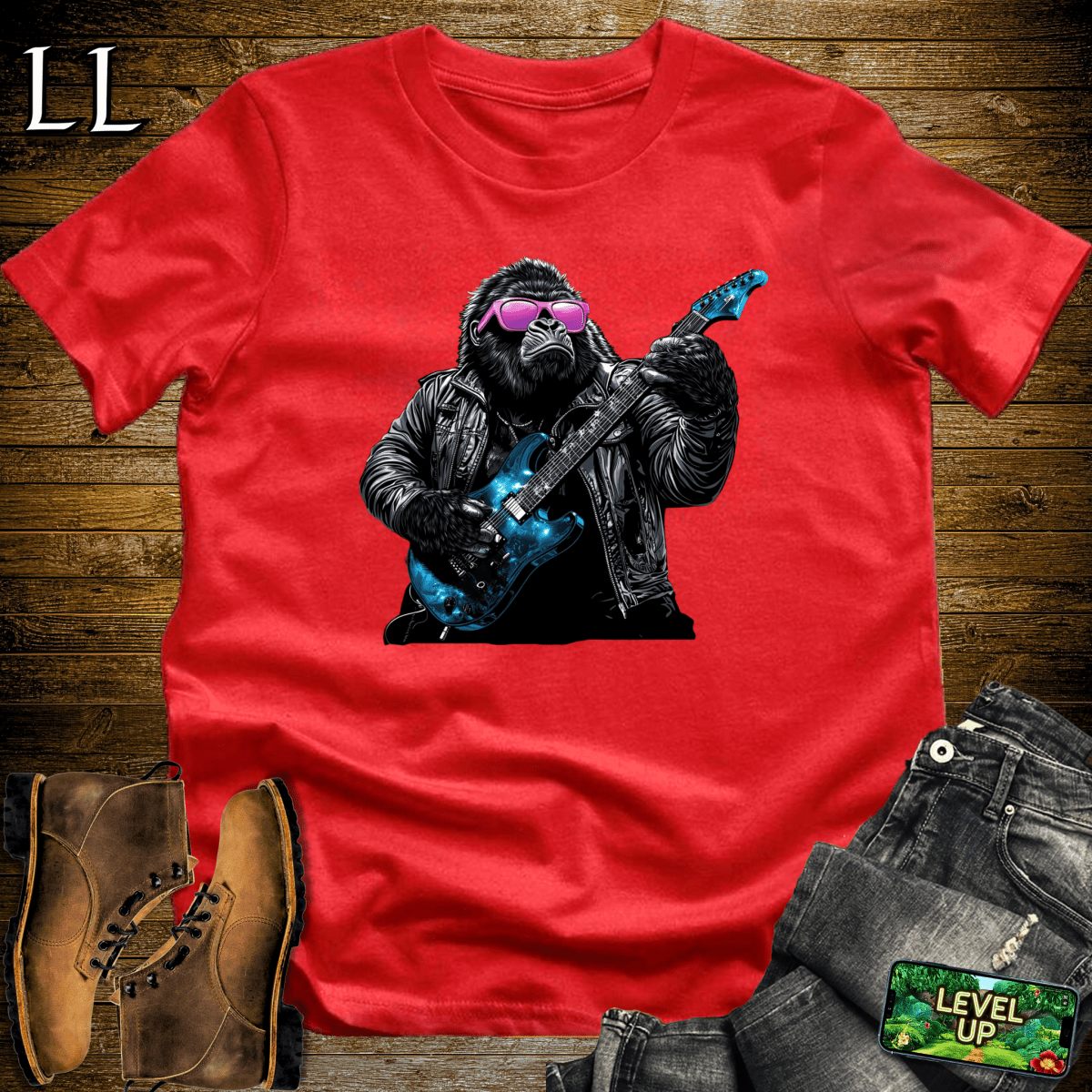 Rock Star Gorilla Softstyle Tee - Red - LegacyLayers