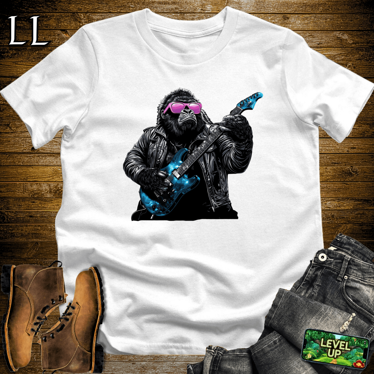 Rock Star Gorilla Softstyle Tee - White - LegacyLayers